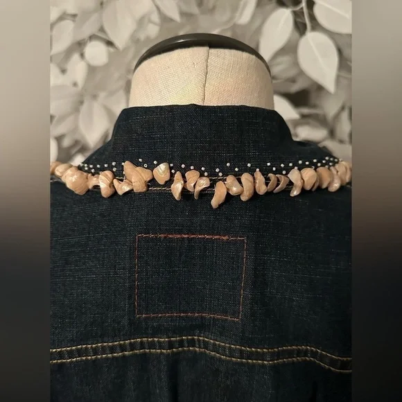 Levi Strauss xs/s Jean jacket with natural shell embellishments